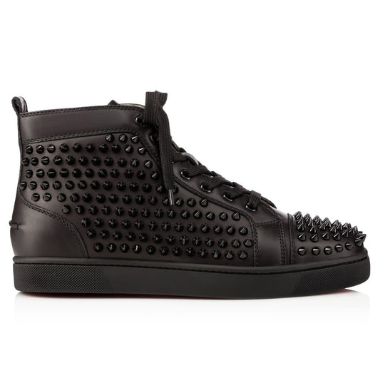 HighTop Black Leather Red Bottom